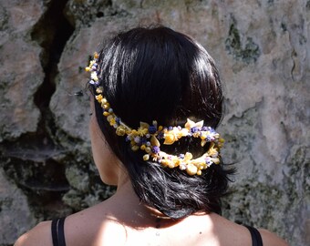 Bridal headpiece, Crown porcelain made in traditional way / flower hair comb