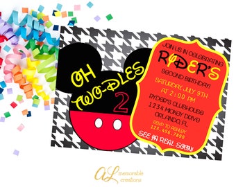 Mickey Mouse Birthday Invitation, Oh Twodles Invitation, Mickey Mouse, Boys 2nd Birthday Invitation, Mickey Birthday Party, Digital File