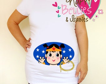 Maternity shirt, Wonder woman costume, Wonder women, Pregger shirt, Baby shower dress, Maternity costume, Dad to be, Rainbow baby maternity