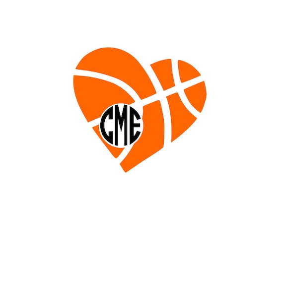 Download Basketball heart monogram SVG instant download design for