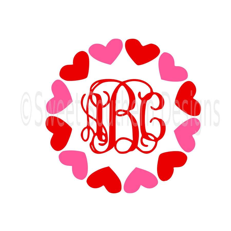 Download Heart monogram circle Valentines Day SVG instant download