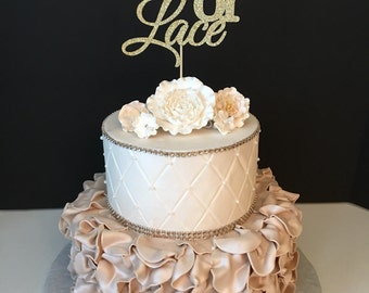 Lures or Lace Cake Topper, Baby Sprinkle Cake Topper, Baby Shower Cake Topper, Gender Reveal Cake Topper, ANY COLOR