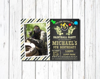 Paintball Birthday Invitation, Paintball Invitation, Paintball Party Invitation, Paintball, 10th BIRTHDAY, Paintball Birthday, with photo