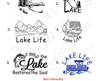 One Color Vinyl Lake Decal, Sold Individually Not As A Set., RTIC Cup Decal, YETI Decal, Car Window Decal, Lap Top Computer Decal, Etc...