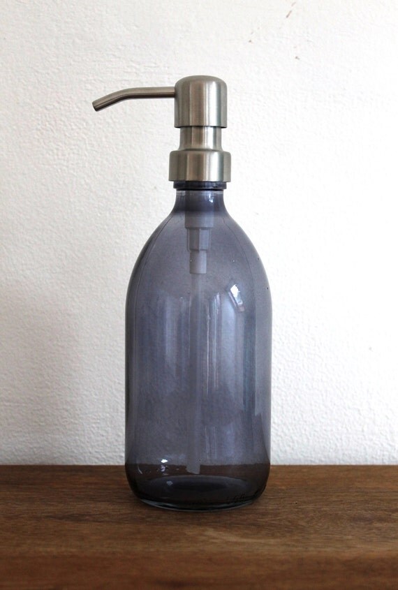 Download Gloss Grey Glass Soap Dispenser Bottle With Stainless Steel Yellowimages Mockups