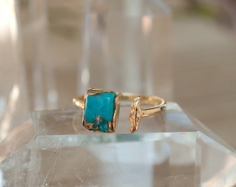 Copper Turquoise Ring * Labradorite RingThin * Gold * Adjustable * Bridal * Wedding * Wrap * Boho * Jewelry *Gemstone *Mermaid *Blue* BJR063