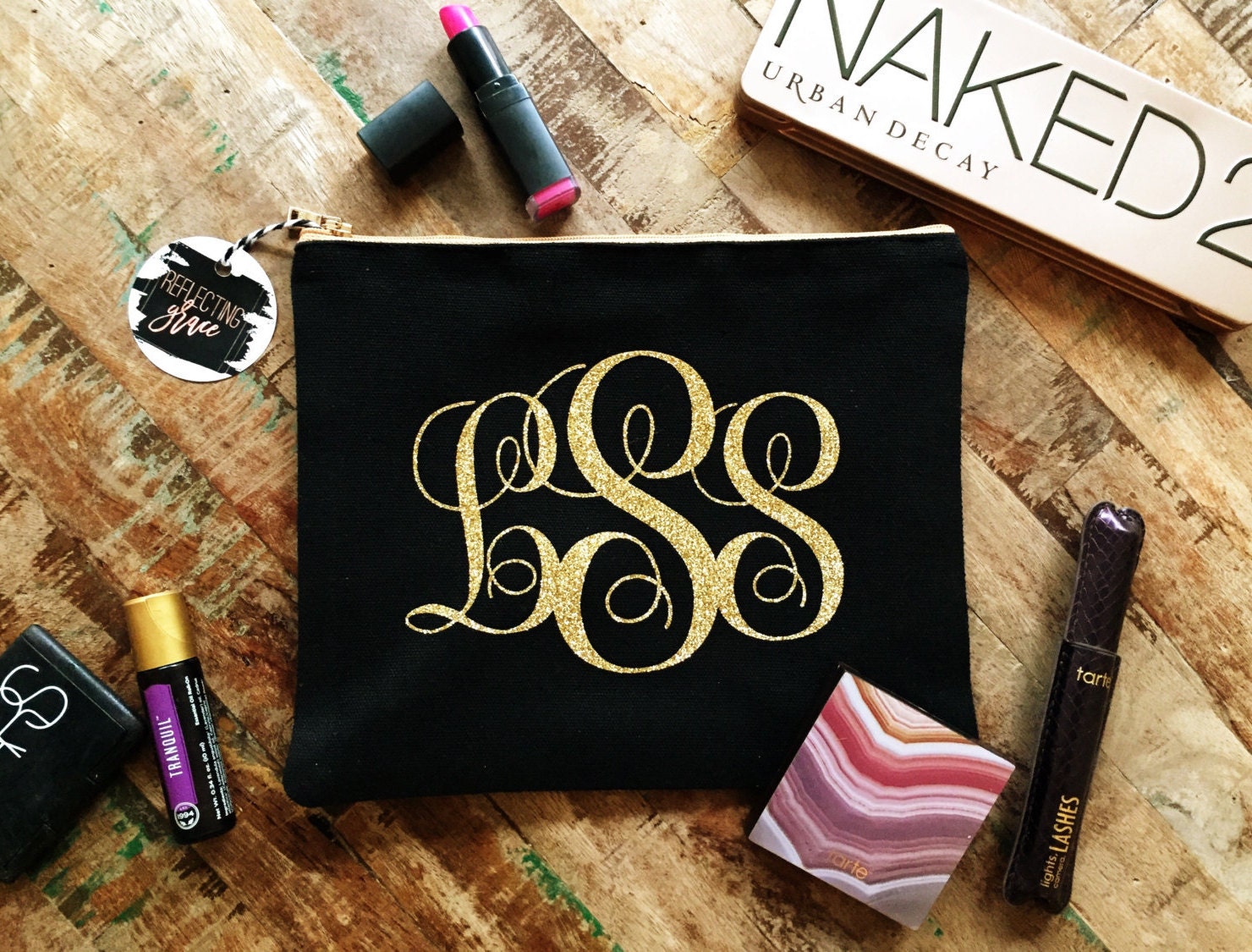 Personalized Makeup Bag, Natural Canvas Cosmetic Bag, Makeup Bag, Monogrammed Pencil Bag, Unique Cosmetic Bag, Personalized Cosmetic Bag