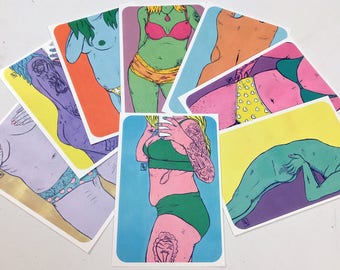 Body Positive Stickers // Feminist Stickers // Sticker Pack // Boob Art // Big Butt // Naked Ladies // Femme // Nipple Stickers // Ass Naked