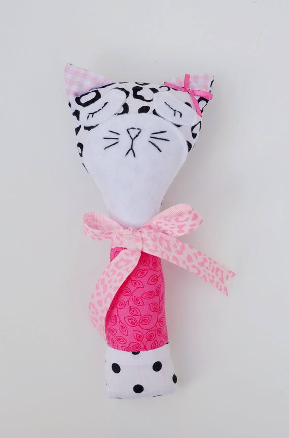 Soft rattle. Kitty cat rattle. Quiet toy. Cat toy. Baby toy.