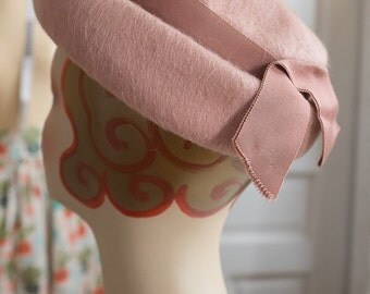 Rose Pink Wool Bumper Brim Hat | Shagfelt Hat | Shagfelt Wool | Breton Hat | Halo Hat | Bretonne | Madeline Hat | Vintage 1960s 60s hat