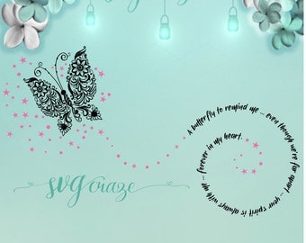 Butterfly Remind Me / Butterfly SVG / Butterfly / In Memory of / Loss of loved one / Sympathy Gift / Butterfly DXF / Butterfly PNG