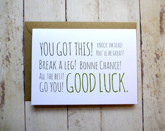 Good luck card // You got this! // New job card // Exams card // Gap year card // All the best! // Go you!