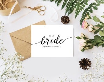 To My Bride on Our Wedding Day Cards To my Bride Card Wedding Gift for Bride From Groom Handlettered Cards Printable Wedding Card Printable