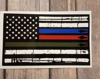 USA Flag Firefighter Police Military Decal, Support USA, Flag Decal, Police Decal, Fire Decal, Military Decal