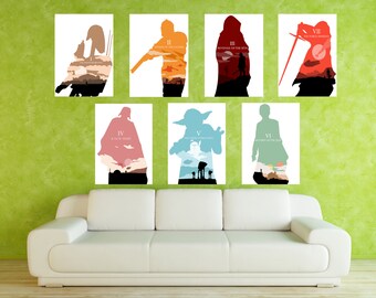 I-VII Episode Star Wars Poster Set Star Wars Minimalist Poster Star Wars Art Star Wars Minimalist Print Star Wars Wall Art