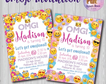 Emoji Invitation, Emoji Invite, Emoji Birthday Party, Emoji Party Emoji Printable, Emoticon Invitation, Emoticon Party, Tween Birthday Party