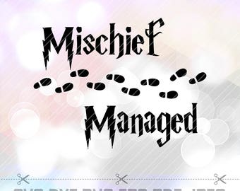 Harry Potter SVG DXF Eps Mischief Managed Vector Files Cricut Design Silhouette Studio Cameo Cut File Stencil Decal Vinyl Tshirt Template