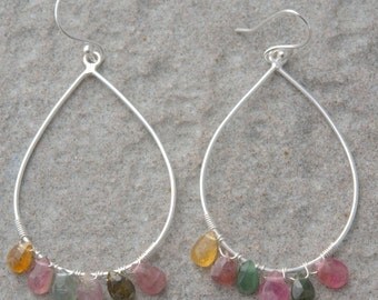 Sterling silver earrings with differents colors tourmaline