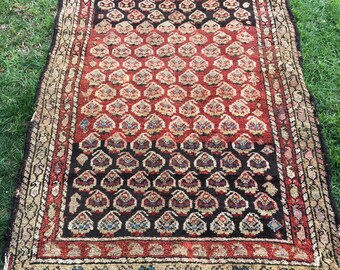 3'11" x 6'3" Antique Persian Rug - 1870's