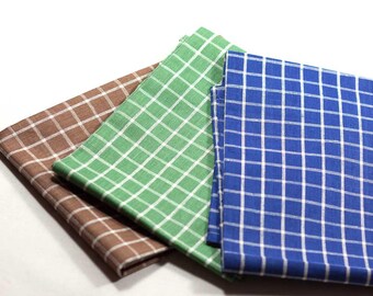 Linen cotton tea towels | Jacquard fabric blue, brown and green | Handmade Tea towel | Made in Italy
