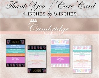 Thank You / Care Cards 4 X 6 - Home Office Approved Fonts and Colors Business Card, Digital