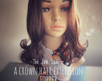 Hair Topper, Crown Hair Extension, Human Hair Extension, Thin hair, Hair Loss, No clip Topper, Stretchy Hair Topper, Fine hair, Integration