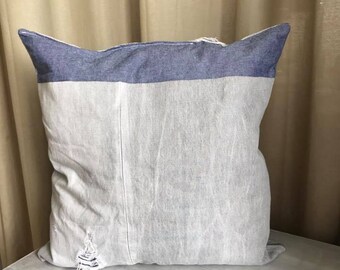 Cushion in denim and cotton, 40 x 40