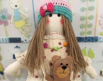 Handmade cloth doll, rag doll, fabric doll