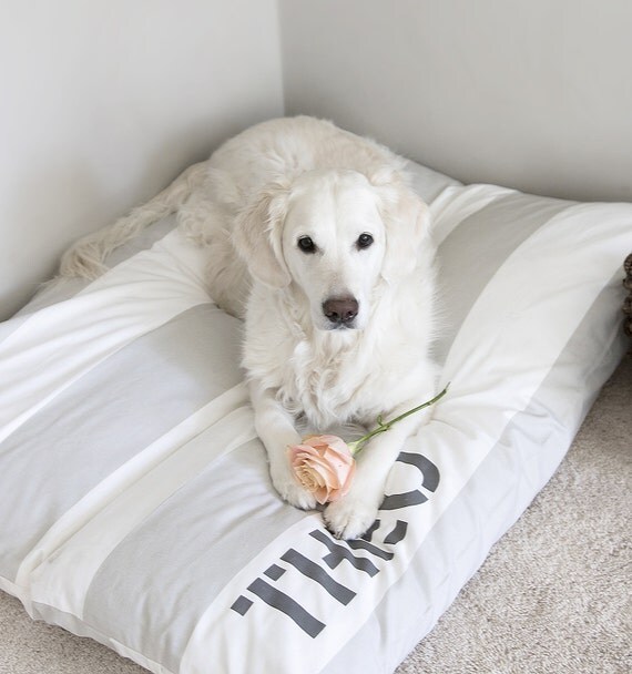 Dog Bed Cover Cabana French Grey/White Stripes Dog Bed Duvet