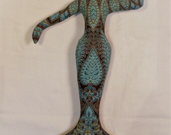 Cathy Mermaid Fantasy cloth art doll form w/face cab 12 in. tall You finish her bead Decorate