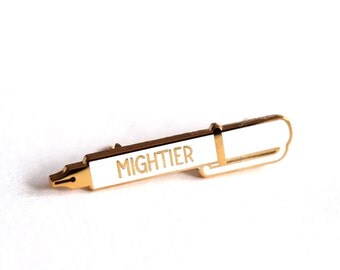 Mightier Pen Enamel Pin Badge, Teacher Gift, Lapel Pin, Four Colours, Charity Red Cross Pin, RockCakes