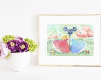 Aurora and Cinderella - open edition print