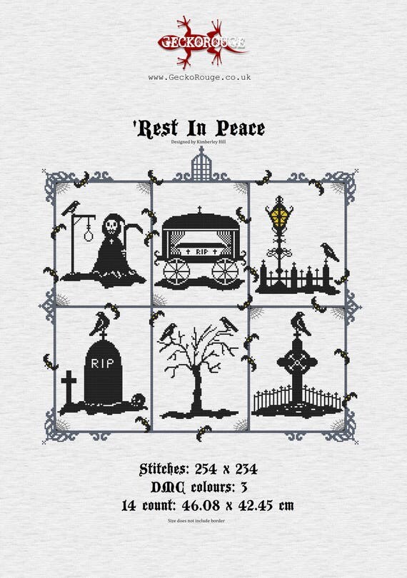 Gothic Cross Stitch PDF Pattern Counted Cross Stitch Grim Stitch cross gothic pattern