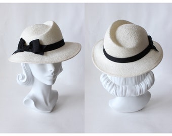 Vintage Asymmetrical Crown Straw Fedora Hat