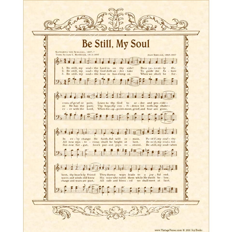 Be Still My Soul 8 X 10 Antique Hymn Art Print On Natural 