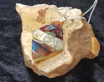 Dichroic Glass Pendant - Fused Glass Jewelry - Dichroic Glass - Fused Glass UK - Dichroic Jewelry - Fused Glass Pendant - Jenga Pendant