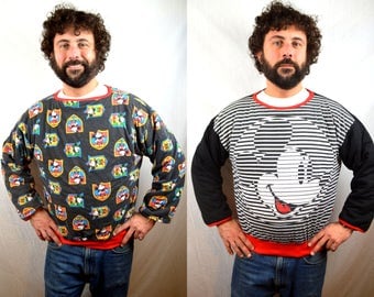 Vintage Reversible Puffy 80s Mickey and Minnie Mouse Sweatshirt