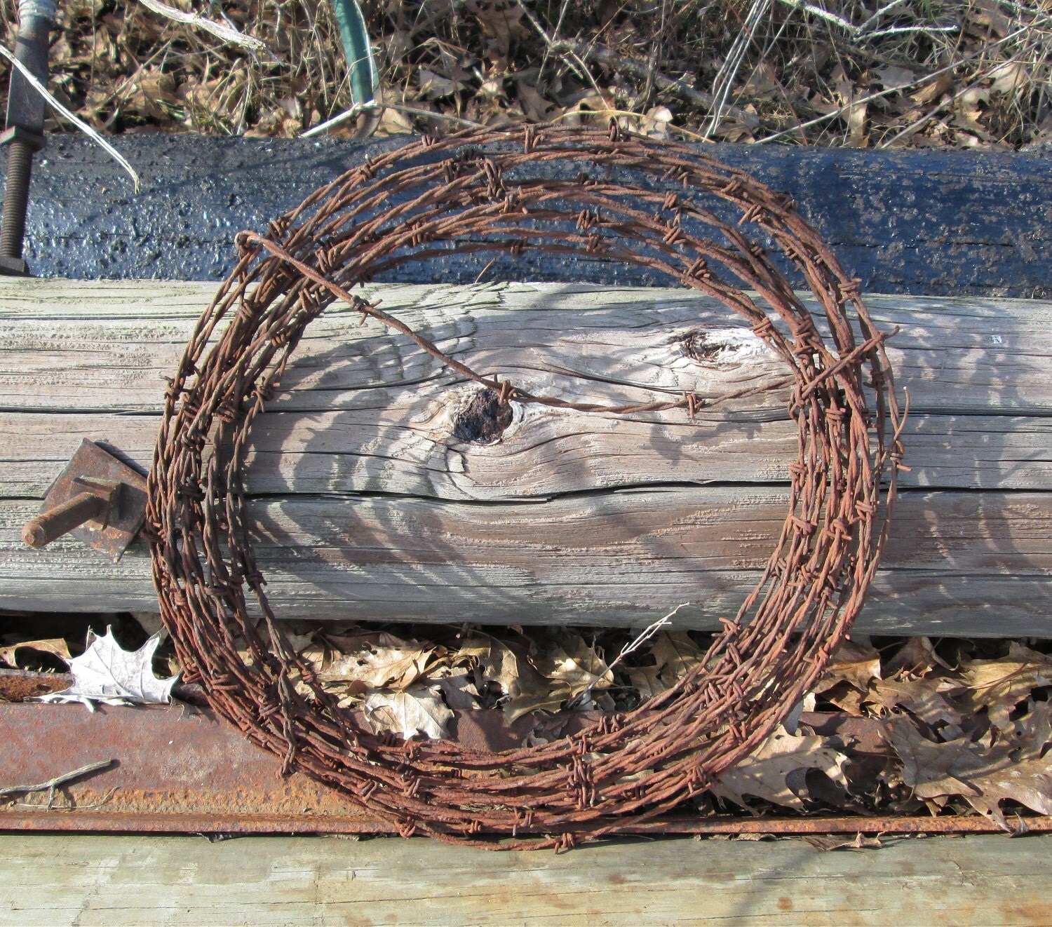 Barbed Wire Wreath Rusty Salvage Vintage Rustic Western