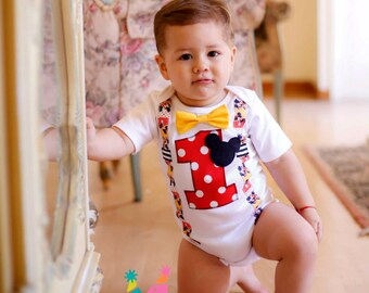 Mickey Mouse birthday boy, 1st birthday outfit for boys, Mickey Clubhouse birthday, first birthday boy shirt, cake smash outfit