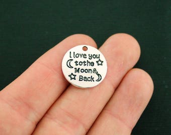 4 Moon and Back Charms Antique Silver Tone I Love You to the Moon & Back - SC7054