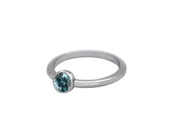 Autre bague de fiançailles - platine bleu vert Montana bague saphir - bague de fiançailles minimaliste - éthique bague de fiançailles en saphir