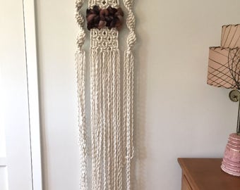 Modern Macrame Wall Hanging BOHO Weaving Wool Roving Brass