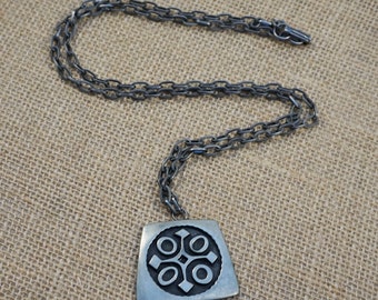 Mid Century Modern MCM R. Tennesmed Sweden Pewter Pendant Necklace