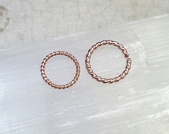 Rose Gold Septum ring. cartilage hoop. 16g nose ring. 8 mm hoop. septum hoop. nose jewelry. twisted rose gold. cartilage hoop