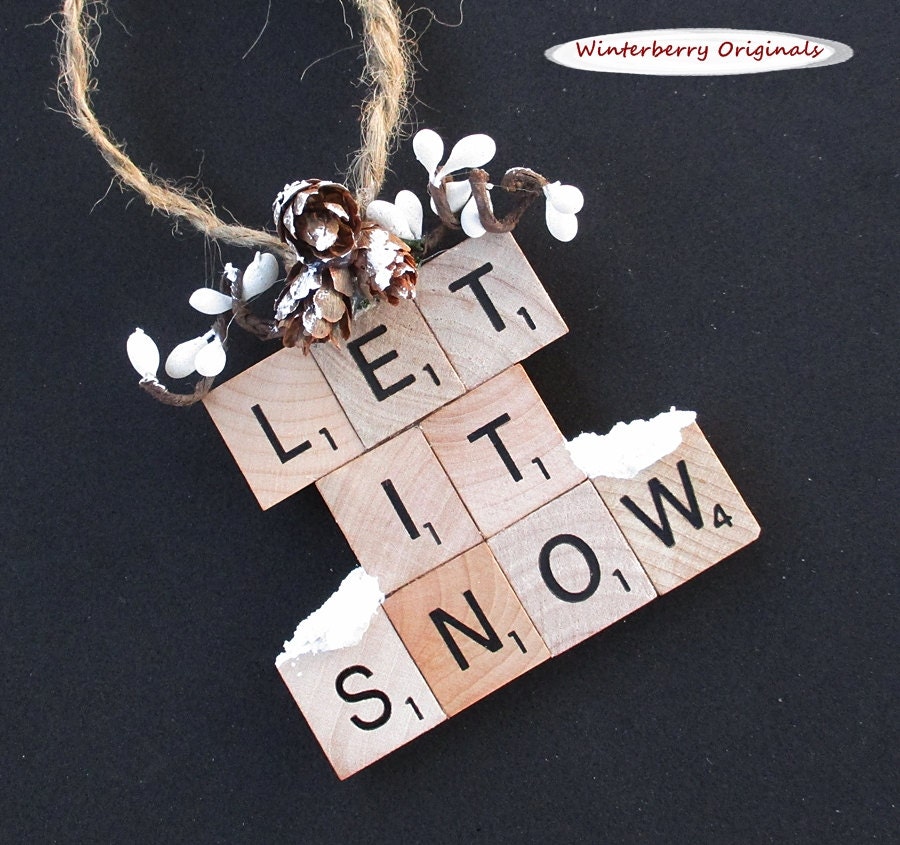 Scrabble Tile Ornament LET IT SNOW Christmas Ornament
