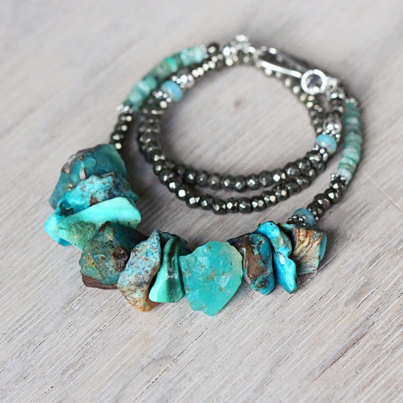 Emerald, Opal & Turquoise Necklace - Birthstone Necklace