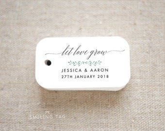Let Love Grow Wedding Favor Tags - Personalized Gift Tags - Custom Wedding Favor Tags - Bridal Shower Tags - Set of 40 (Item code: J662)