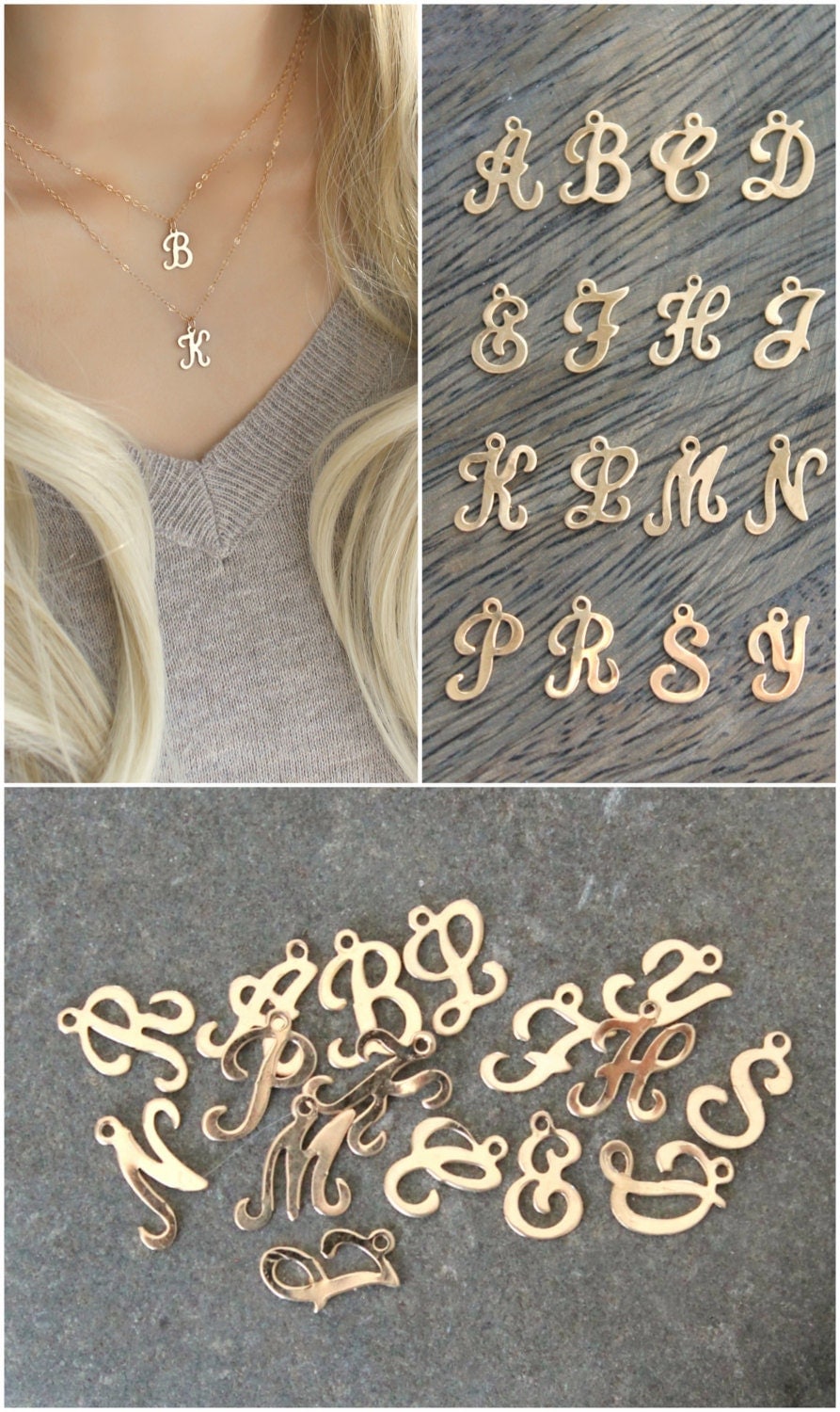 Script letter Necklaces Layered set two by potionumber9 on Etsy