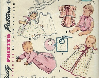 Vintage 1953 Simplicity 4507 Infants Layette Sewing Pattern One Size