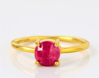 Ruby Ring, July Birthstone Ring, Gemstone Ring, Stacking Ring, Gold Ring, Round prong set ring, Ruby jewelry, Mothers day gift, Mothers ring
